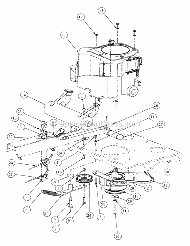 Kohler Engine Assembly Diagram and Parts List for M54-KH 53BB5B8W750-25-HP Cub Cadet Lawn Tractor